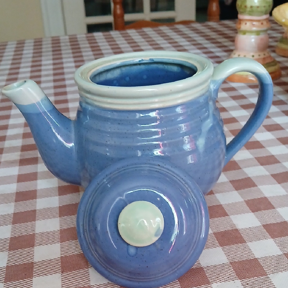 Ceramic Blue Teapot Nantucket - Picture 4 of 5